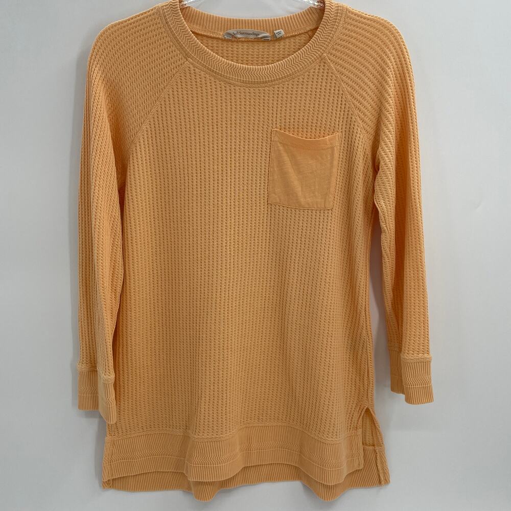 SOFT SURROUNDINGS Autumn Waffle Tunic Shirt Women's PS Peach Long Sleeve Top
